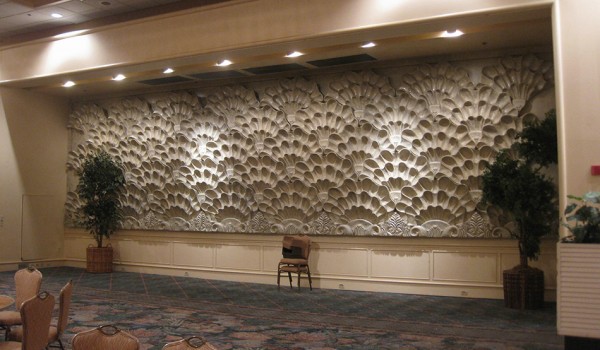 Original coral & shell fan sculptural element