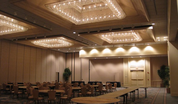 Original Coral Ballroom pyramid coffers & chandeliers