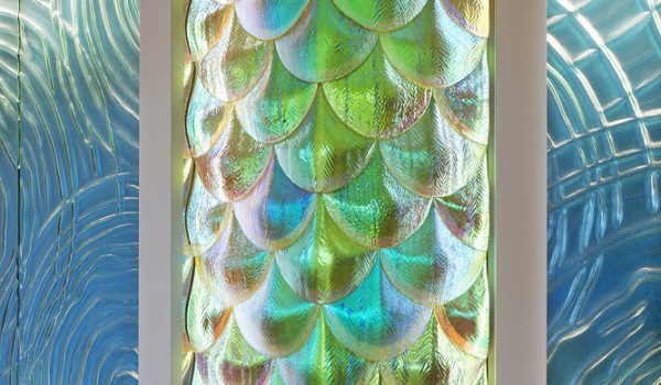Fish scale & water pool glass sculpture wall